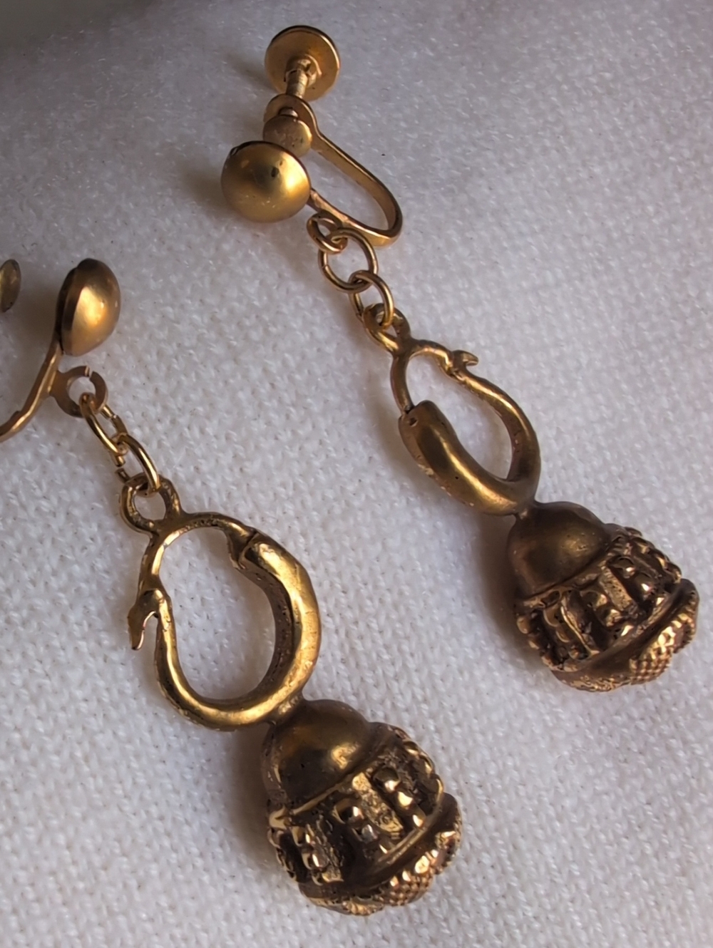 Mid Century Gold Drop Dangle Earrings
